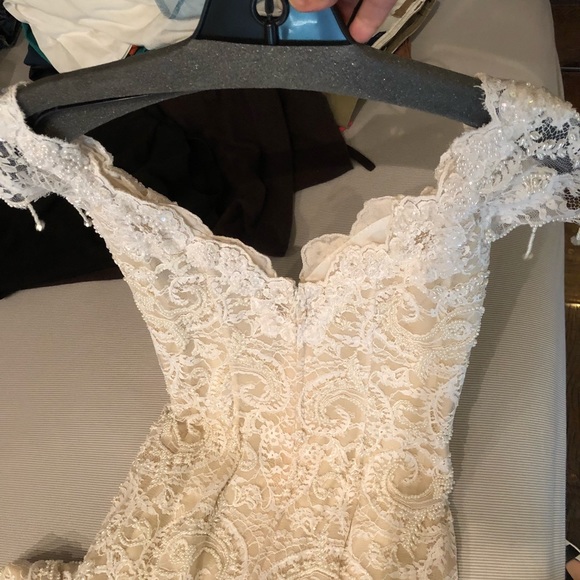 Beautiful beaded long cream dress bought in Paris - Picture 6 of 15